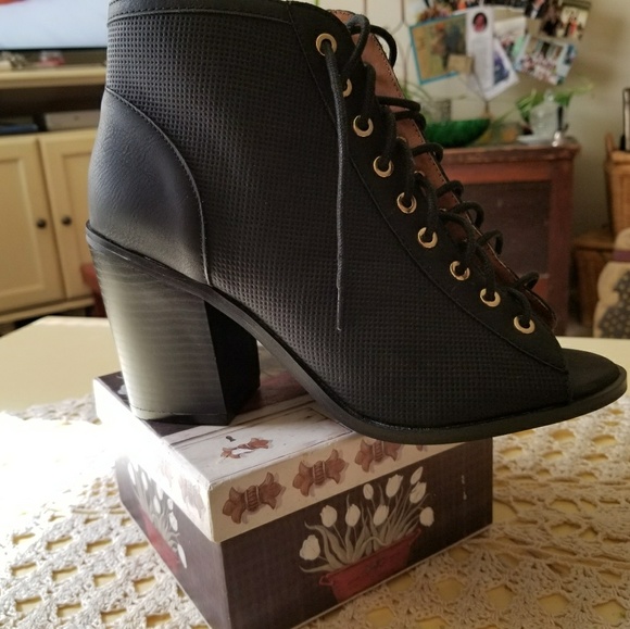 SOLD Peep Toe Booties - Picture 3 of 3